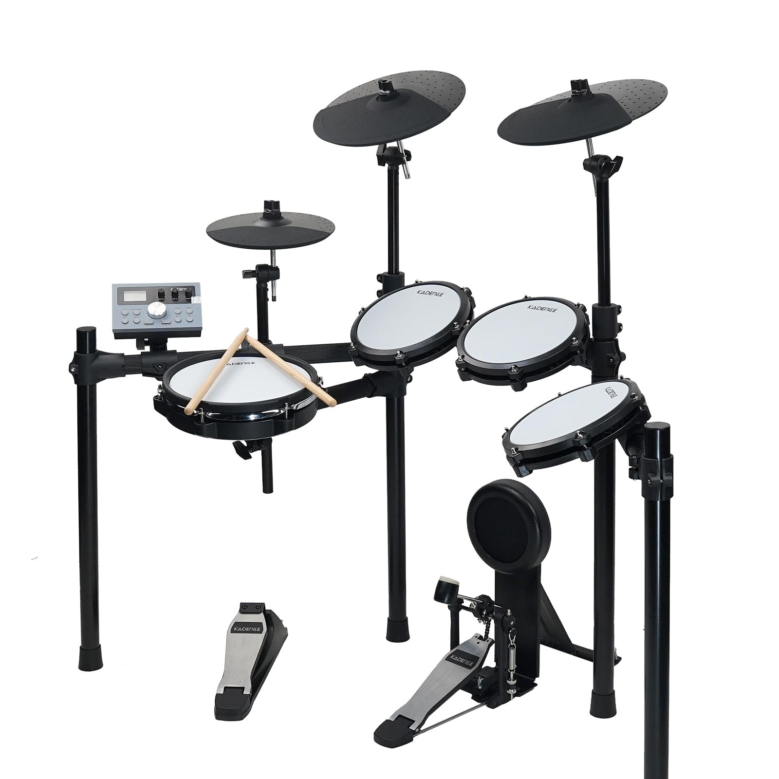 Kadence Professional 8 piece Electronic Drum Set, Electric Drum Set with 4 Quiet Mesh Drum Pads, Cymbals, Snare, Drum Module, Headphones, DrumSticks, Kick Pedal (MD200S Generation 2025) - Image 2 thumbnail