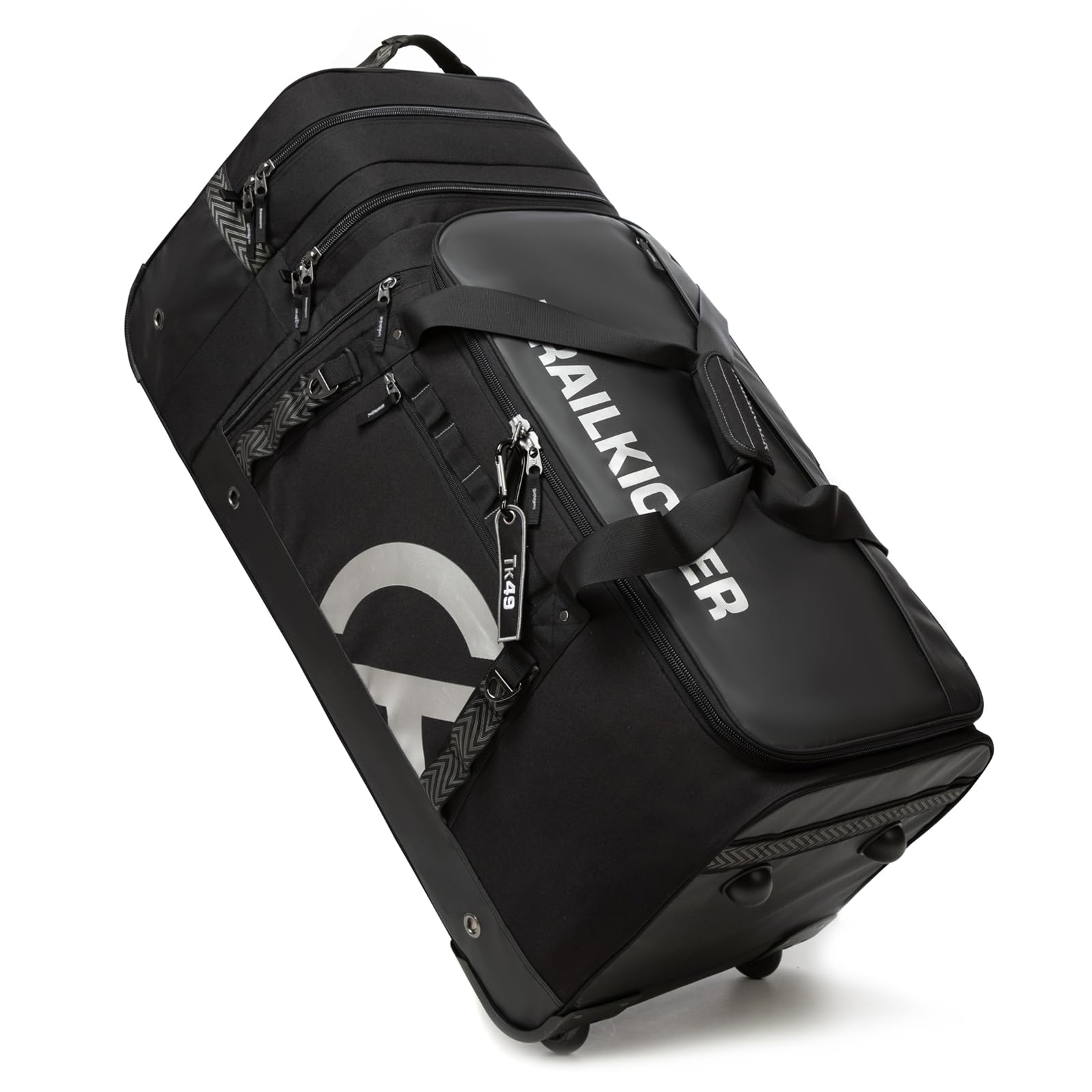 TRAILKICKER Sac de hockey extra large avec roues, sac de transport durable pour équipement de sport avec plusieurs poches, idéal pour le hockey sur glace et les équipements de sport, noir