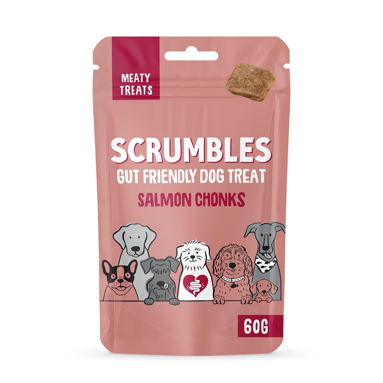 Scrumbles Meaty Treats for Dogs Salmon Chonks 60g