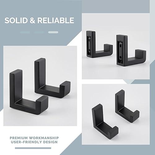 Miniatura 8 de Angle Simple Gancho para bata de baño, 2 piezas, soporte para toalla de baño de acero inoxidable SUS304, gancho de pared resistente, negro mate