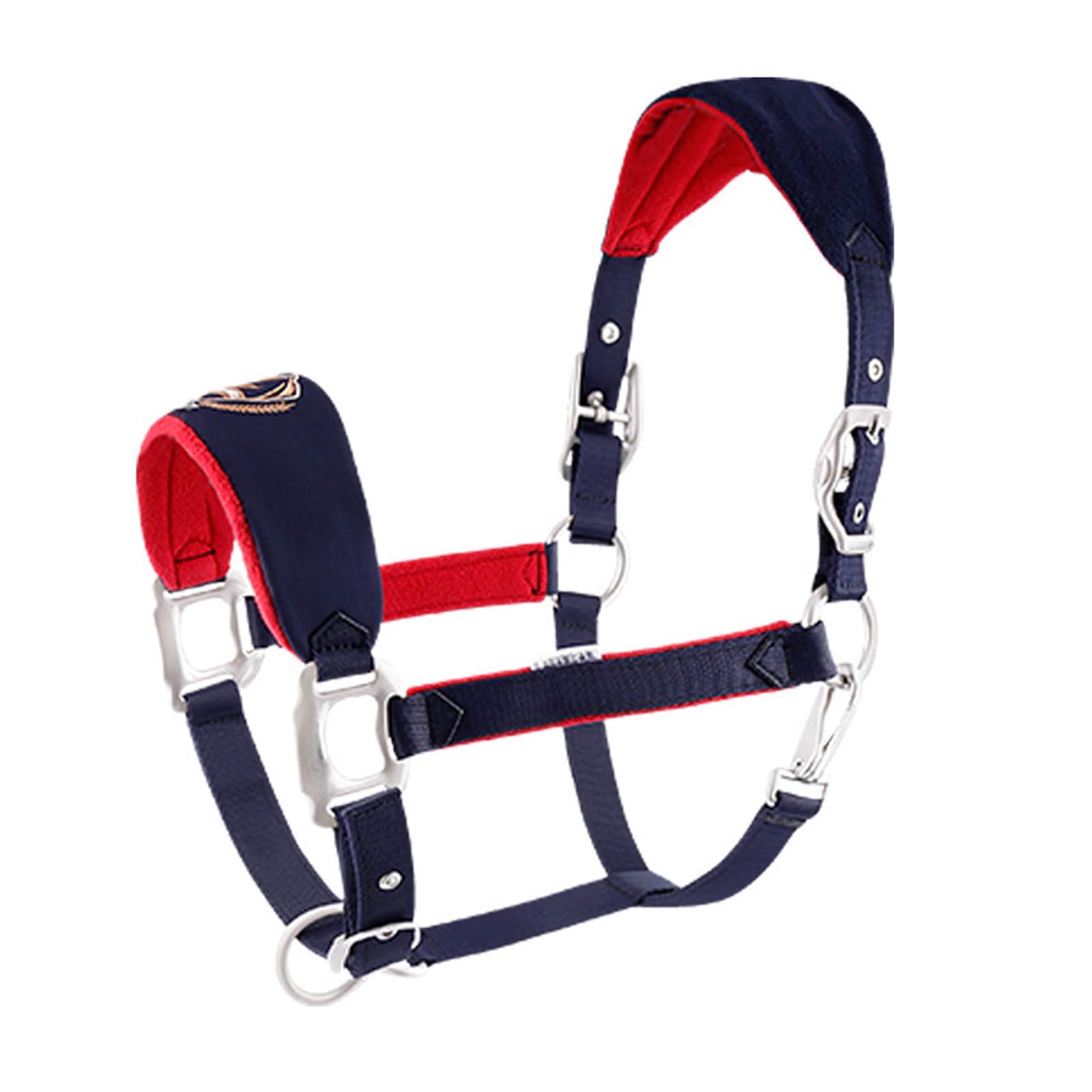 Cabeza de jaula de nylon pesada ajustable, Cabestro ajustable acolchado anatómico de poliéster for caballo, azul marino, varios tamaños, potro(Small)