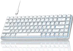 Teclado para jogos TMKB T84SE, teclado mecânico para jogos 75% com interruptor vermelho linear, retroiluminação LED azul gelo, USB-C destacável, anti-fantasma completo para jogos/digitação/PC/laptop