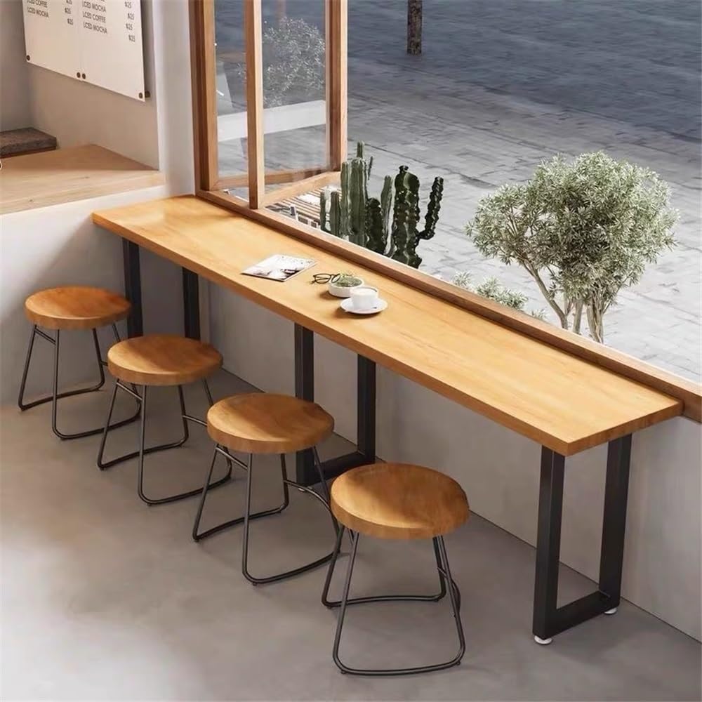 Table de Bar Table de Bar Basse Industrielle avec Cadre en métal, Table Salle à Manger Cuisine étroite et Longue usages Multiples(200 * 40 * 75cm)