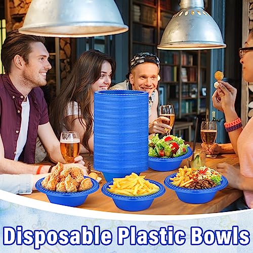 Image of Lallisa 100 Pcs 12oz Blue Disposable Plastic Bowls Party