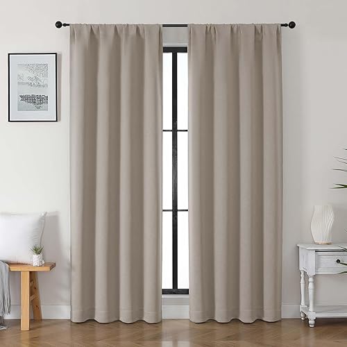 Miniatura 134 de Gwine - Cortinas opacas negras para dormitorio de 84 pulgadas de largo, juego de 2 paneles, cortinas sólidas reductoras de ruido con aislamiento