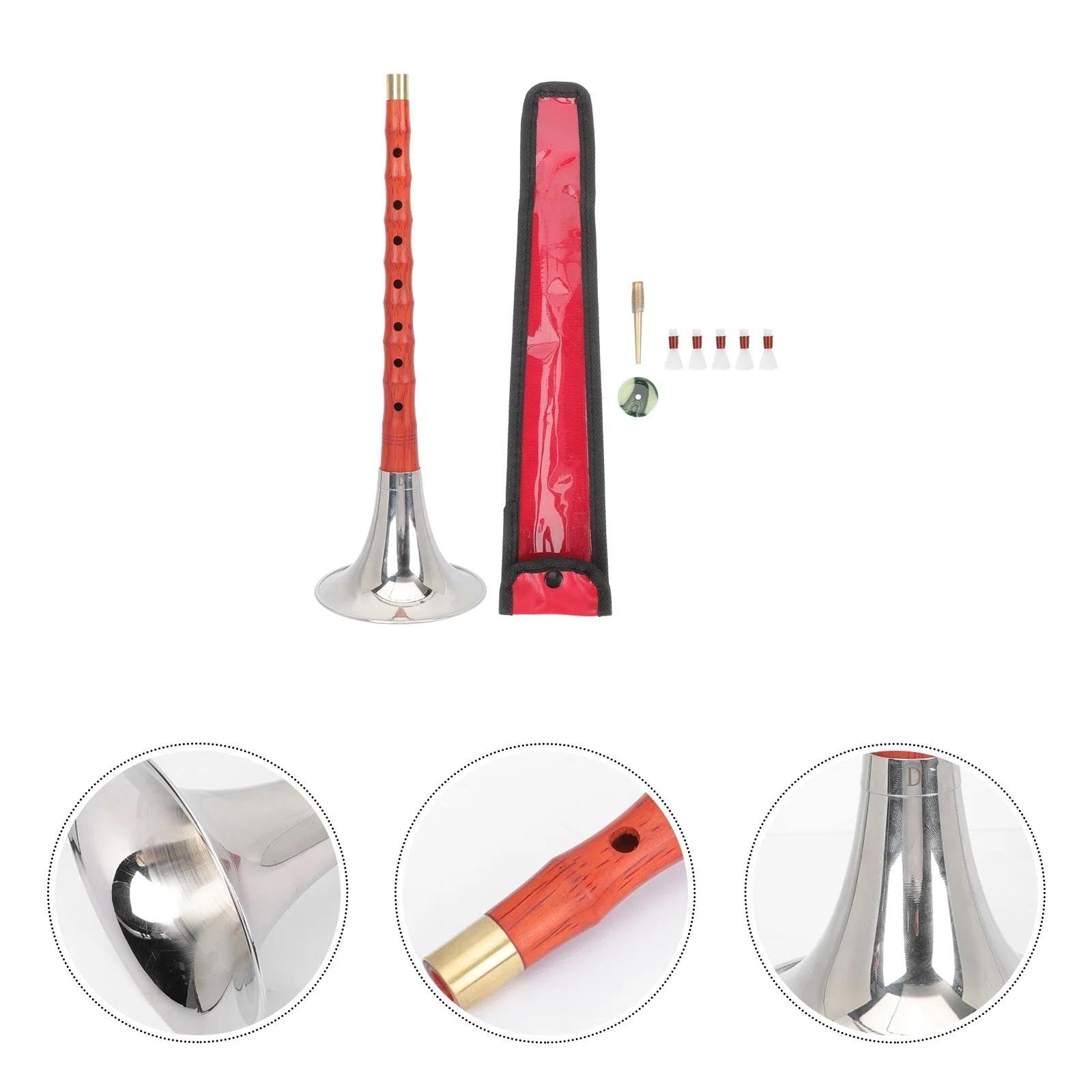Suona Instrument D Key Wooden Suona Horn Traditional Wind Instrument For Beginners With Reeds And Protect Covers
