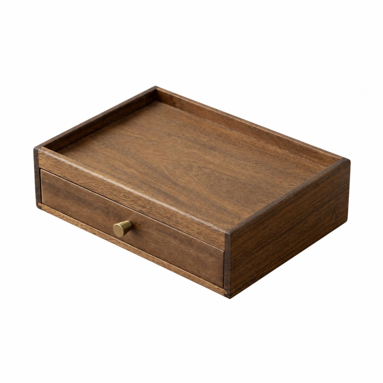Mobile da Scrivania in Legno Legno Scuro Salvaspazio Organizer con Cassetto Estraibile e Pomello Resistente per