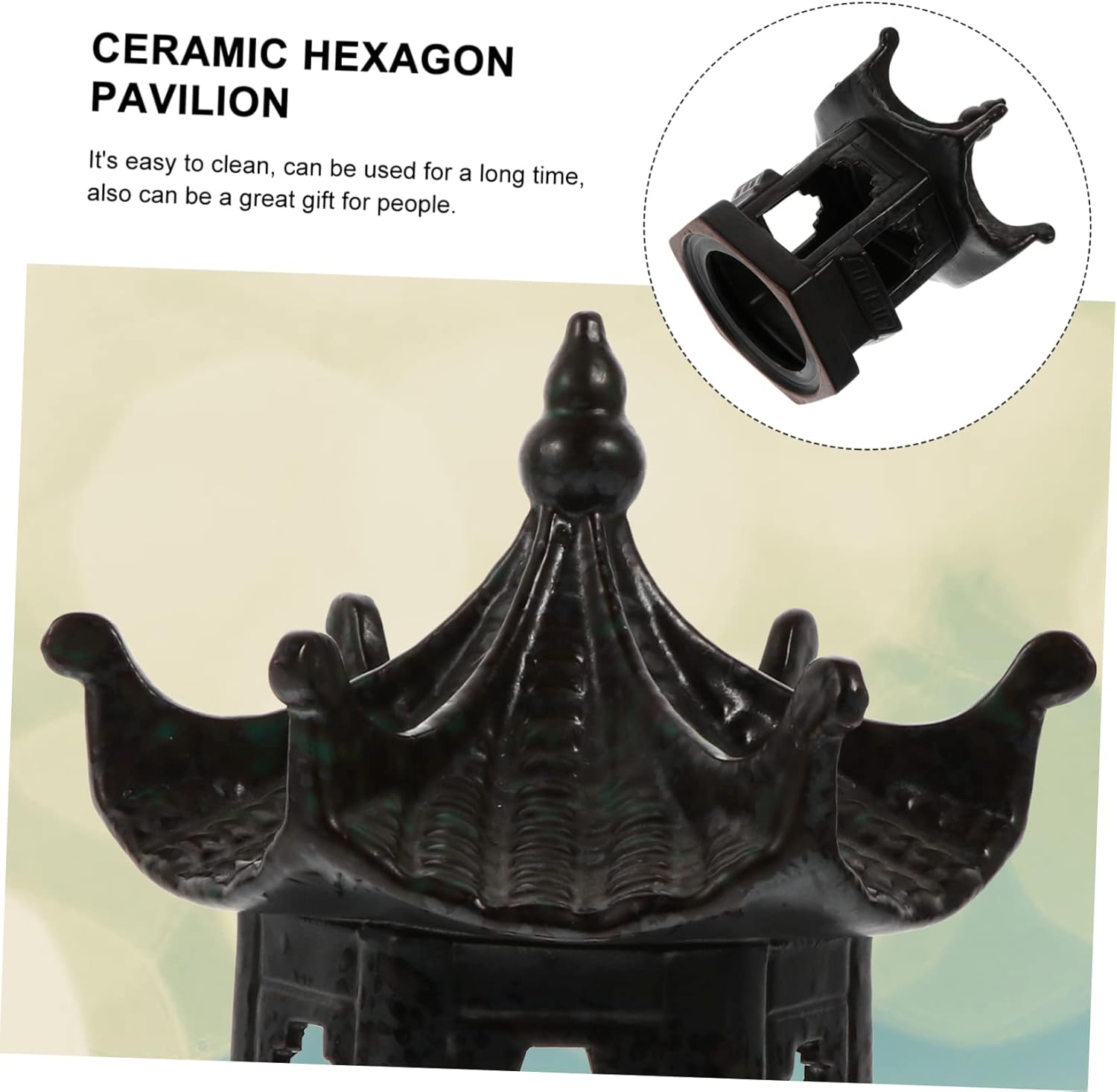 Mipcase 1Pc Miniature Hexagon Pavilion Statue Durable Garden Decor for Fairy Gardens Zen Gardens and Home Decoration Micro Pavilion Adornment for DIY Landscapes