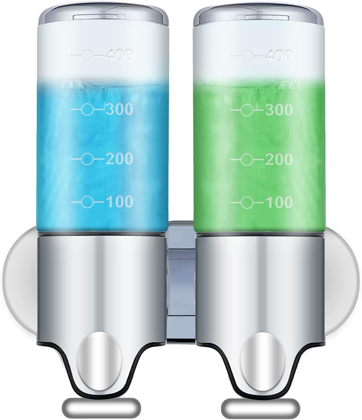 Wall Mounted Soap Dispenser, Double Chambers Shampoo and Conditioner