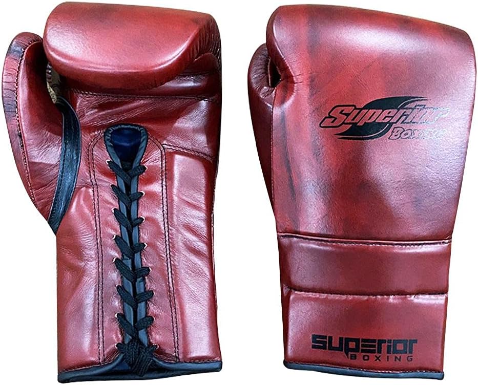 Superior Red Blood Lace up Sparring Boxing Gloves
