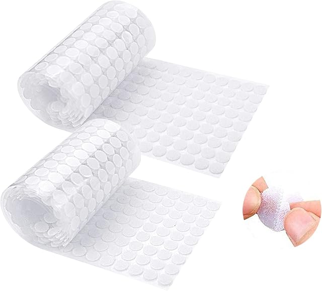 FuninCrea Hook and Loop Dots 10mm, 198 Pairs Polyester Self Adhesive Dots, Double Sided Dot Stickers for DIY, Waterproof Sticky Dots for Floor, Glasses, Metals, Paper, Leather(10mm, White)