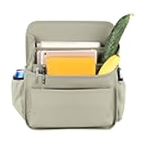 Front Seat Organizer Car Upholstery Leather Passenger Seat Storage Bag Large Durable Car Organizer with Adjustable Strap Multiple Compartments Mesh Bags Cup Holders (beige)