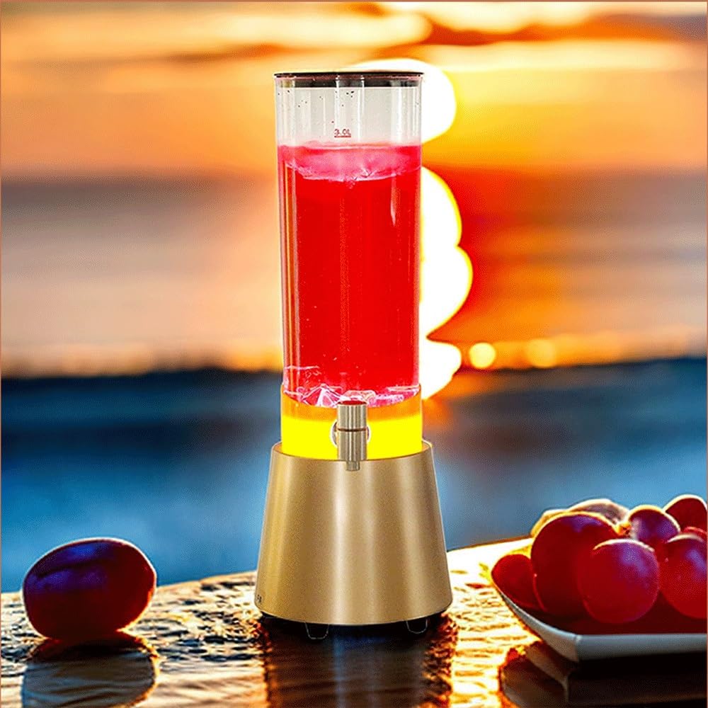 Dispenser A Torre Di Birra Dispenser For Bevande Ad Alta Capacità Da 3 Litri Con Luce A LED Torre Di Birra Da Tavolo For Bevande Alla Vino Cocktail Margarita Drink Tower Dispenser Barile Di Birra(Rose