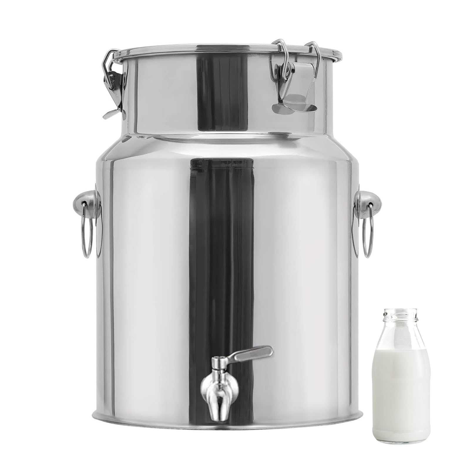 Brocca Dispenser dacqua in Acciaio Inox 304 con Rubinetto, Secchio per Latte con Coperchio ermetico, Dispenser di Bevande autoportante per Latte, succhi di Frutta e Vino (18L/4.76Gal)