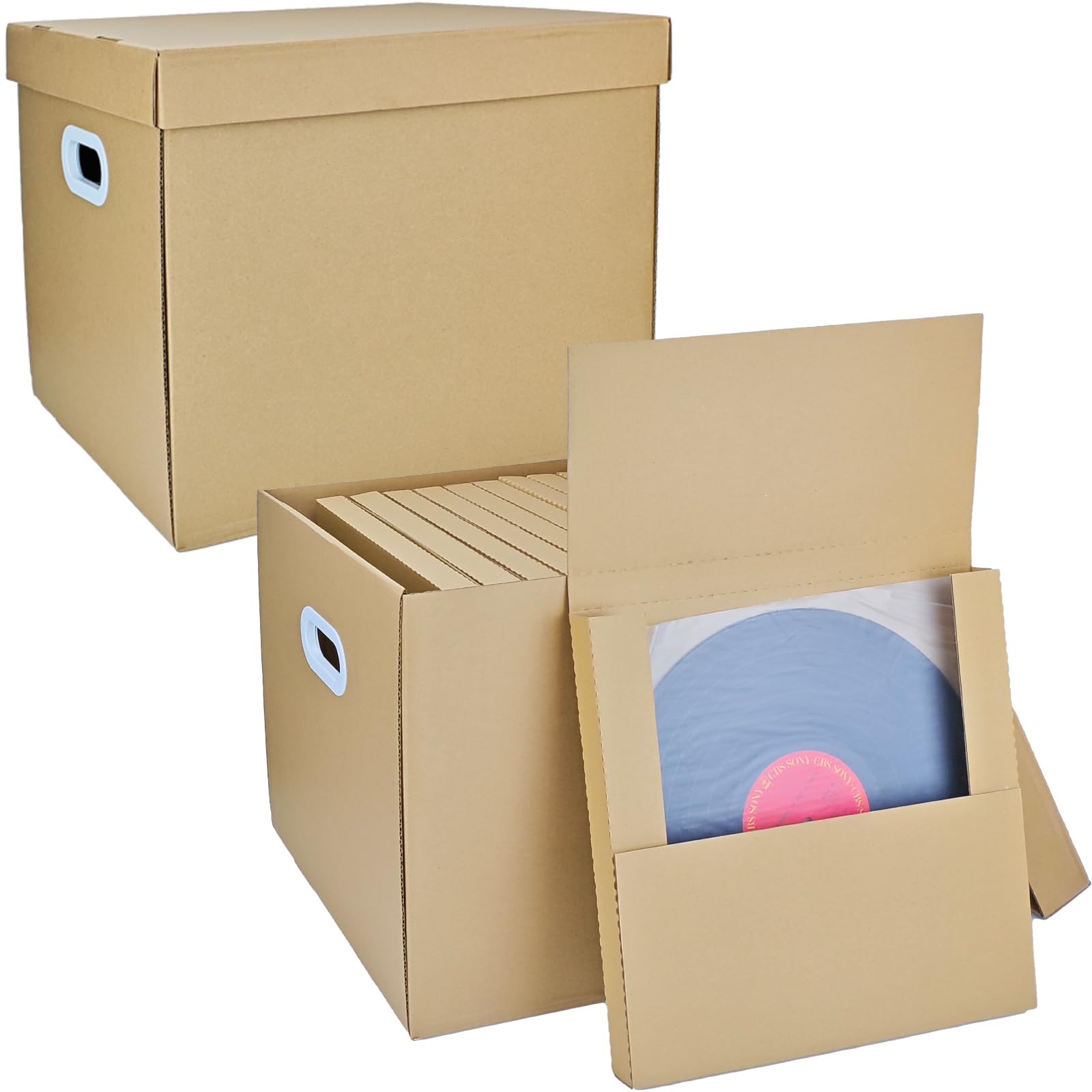 Set di 2 scatole di spedizione per dischi in vinile: 26 confezioni da 31,8 x 31,8 x 2,5 cm con 2 scatole per trasloco, buste pieghevoli in cartone LP, scatole per spedizioni e spedizioni per