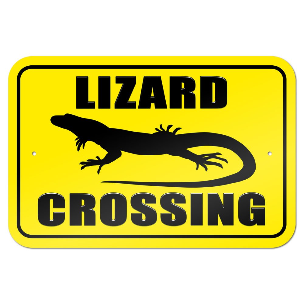 Lizard Crossing 9" x 6" Metal Sign