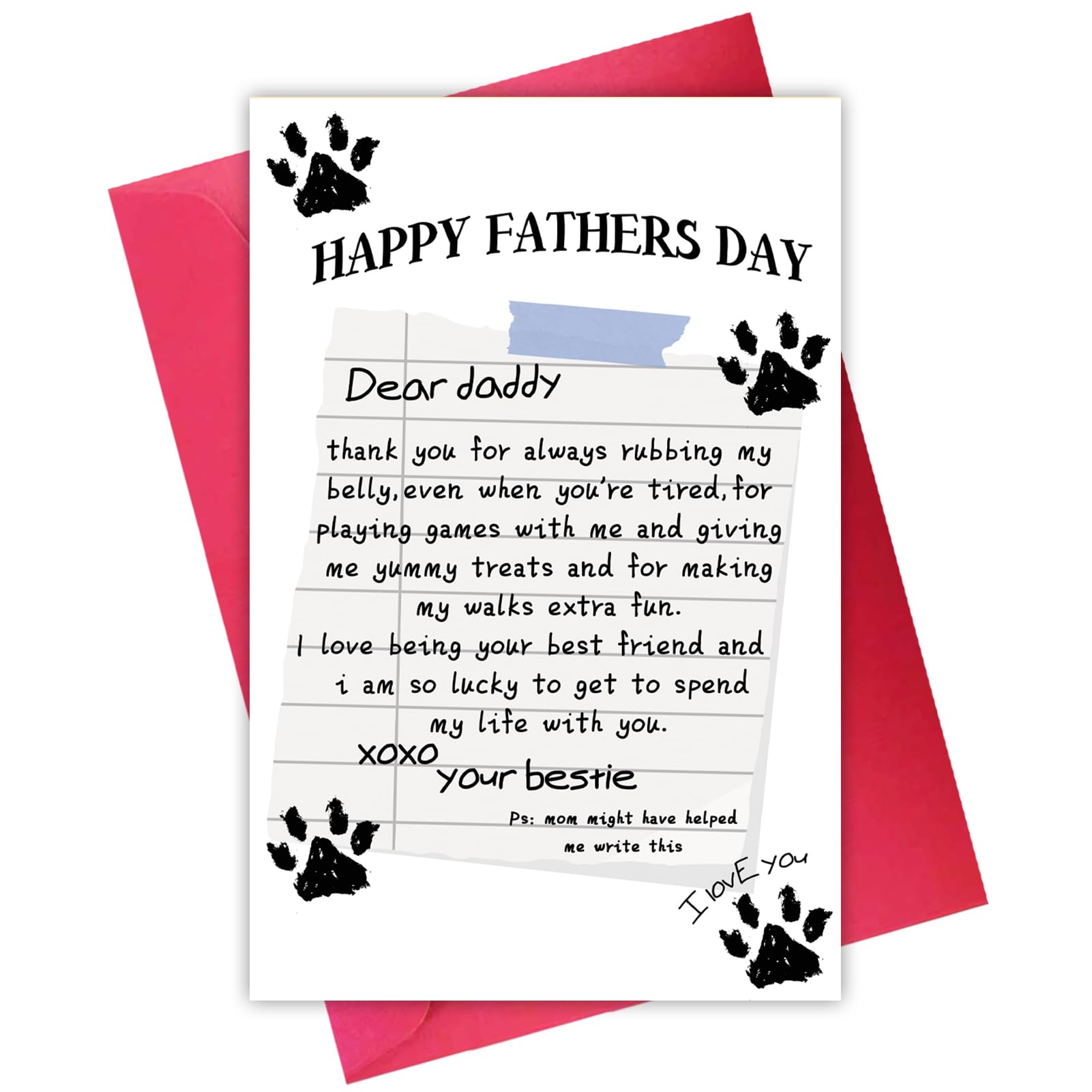 Ygyhiey Cute Dog Dad Fathers Day Card Gifts for Him, Happy Father's Day Cards for Daddy, Best Dog Dad Gift from Pet Puppy, Lovely Doggy Card from Son