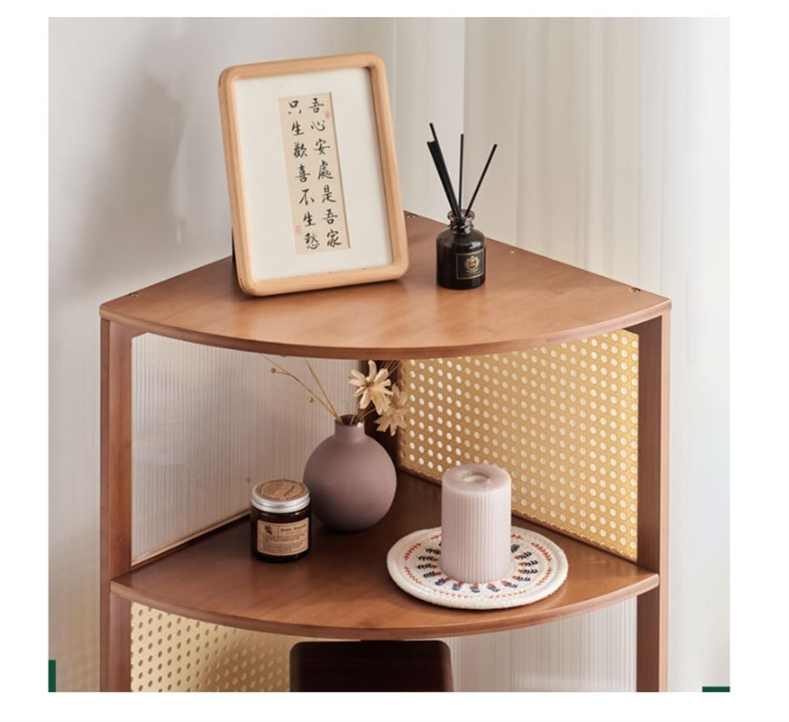 Amazon｜コーナーシェルフコーナーラック 収納キャビネット付き3段