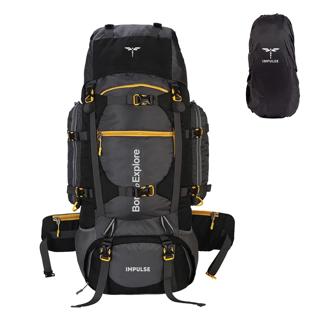 Impulse Rucksack bags 95 litres travel bag for men tourist bag for travel backpack for hiking trekking Bag for men camping Captain Bag with 1 year Warranty And Rain Cover