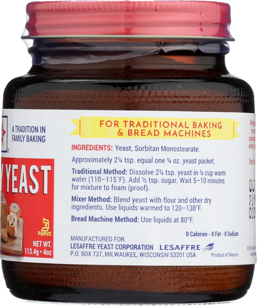Red Active Dry Yeast Baking Powder 4OZ (Pack of 24)