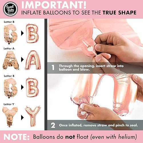 Miniatura 3 de Sweet Baby Co. Juego de decoración para Baby Shower, cartel con texto en inglés "It's a Girl", globos de letras (baby girl), pompones de flores,