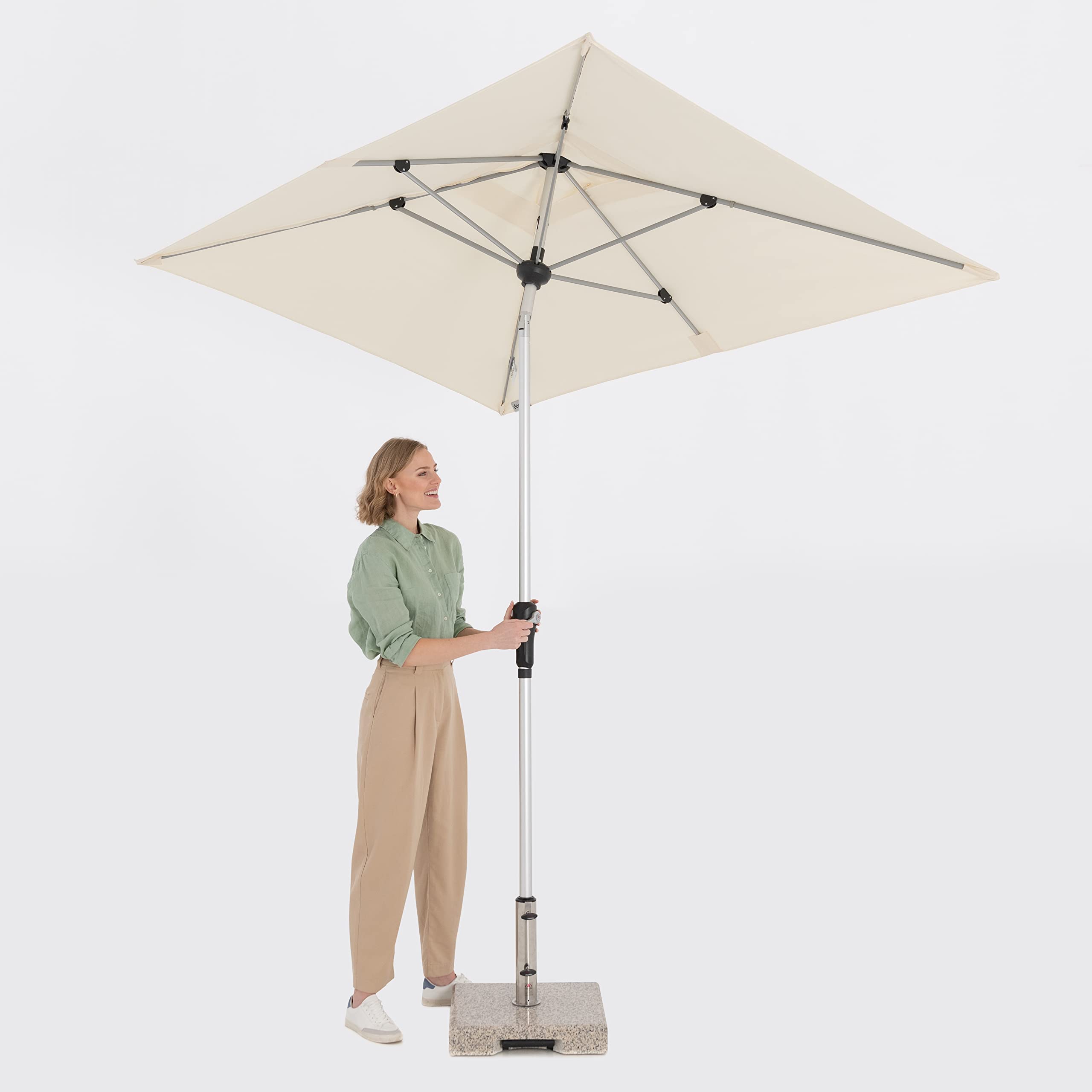Doppler SL-AZ Auto Tilt parasol przeciwsłoneczny, 220 x 140 cm, antracytowy, składany i z korbą z ochroną UV 80+, z aluminium, odporny na deszcz dach poliestrowy
