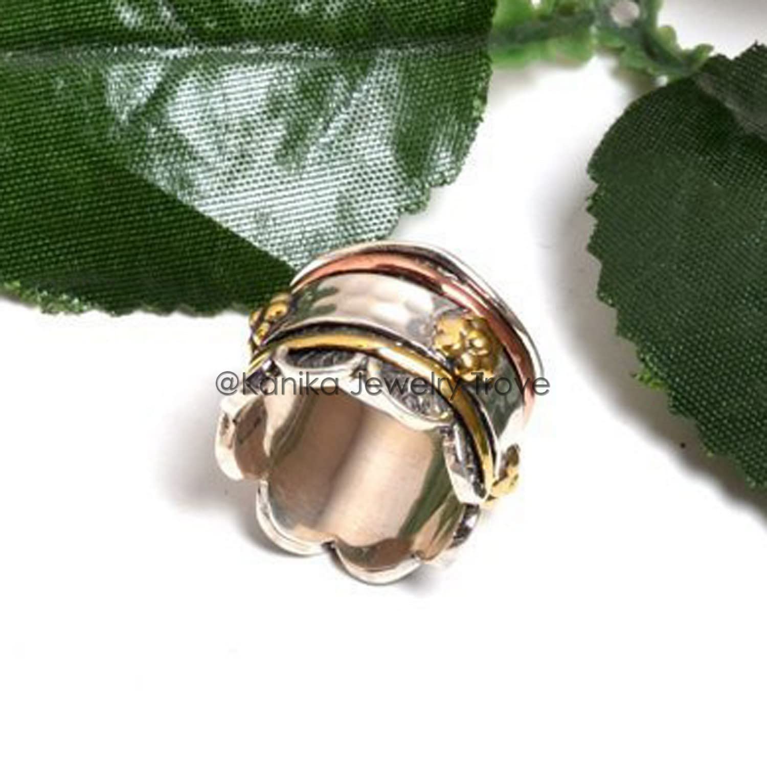 Bagues Spinner Band, Bague Anxiété pour Meditaion, Bague texturée, Bague en argent Sterling, Bague Spinner pour femme, Bague cadeau pour Noël