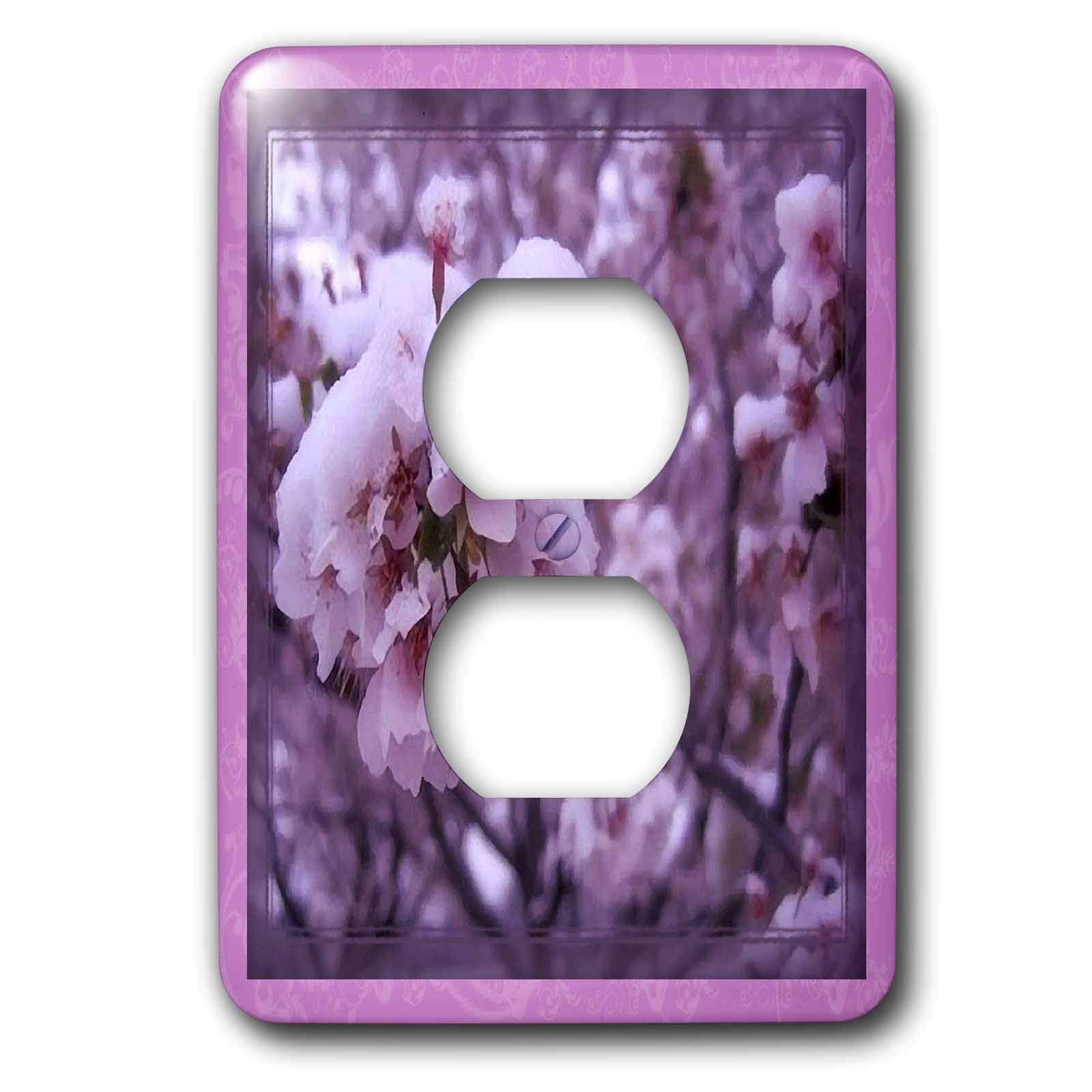 Glace sur Cerisier Blossoms plaque 2 prises de courant murales