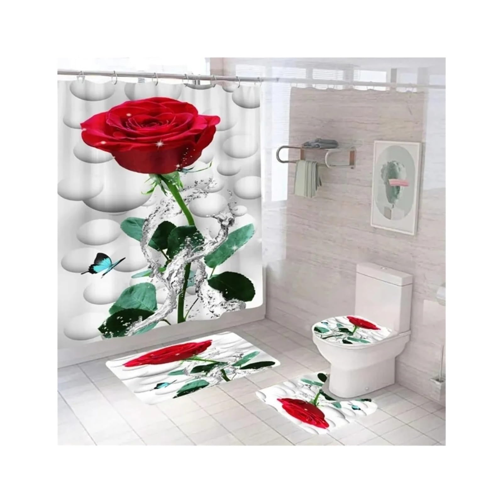 Tenda Bagno Minimalista Tenda da doccia stampata con rose