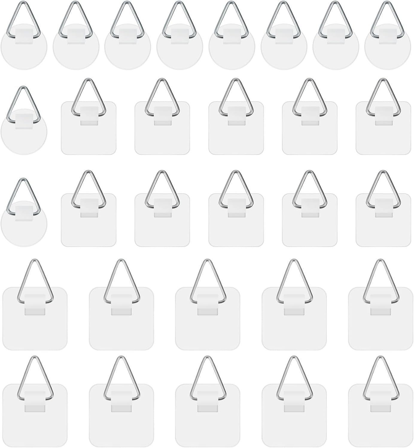 30 Pcs Adhesive Hooks for Hanging Pictures, Adhesive Picture Hanger, No Nails Wall Hangers for Photo Frames, Kitchen & Home Decor, White