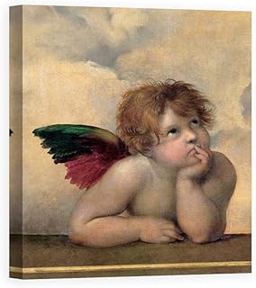 DìMò ART Quadro Stampa su Tela con Telaio in Legno Sanzio Raffaello Angelo I - Madonna Sistina Misura 100x80 CM