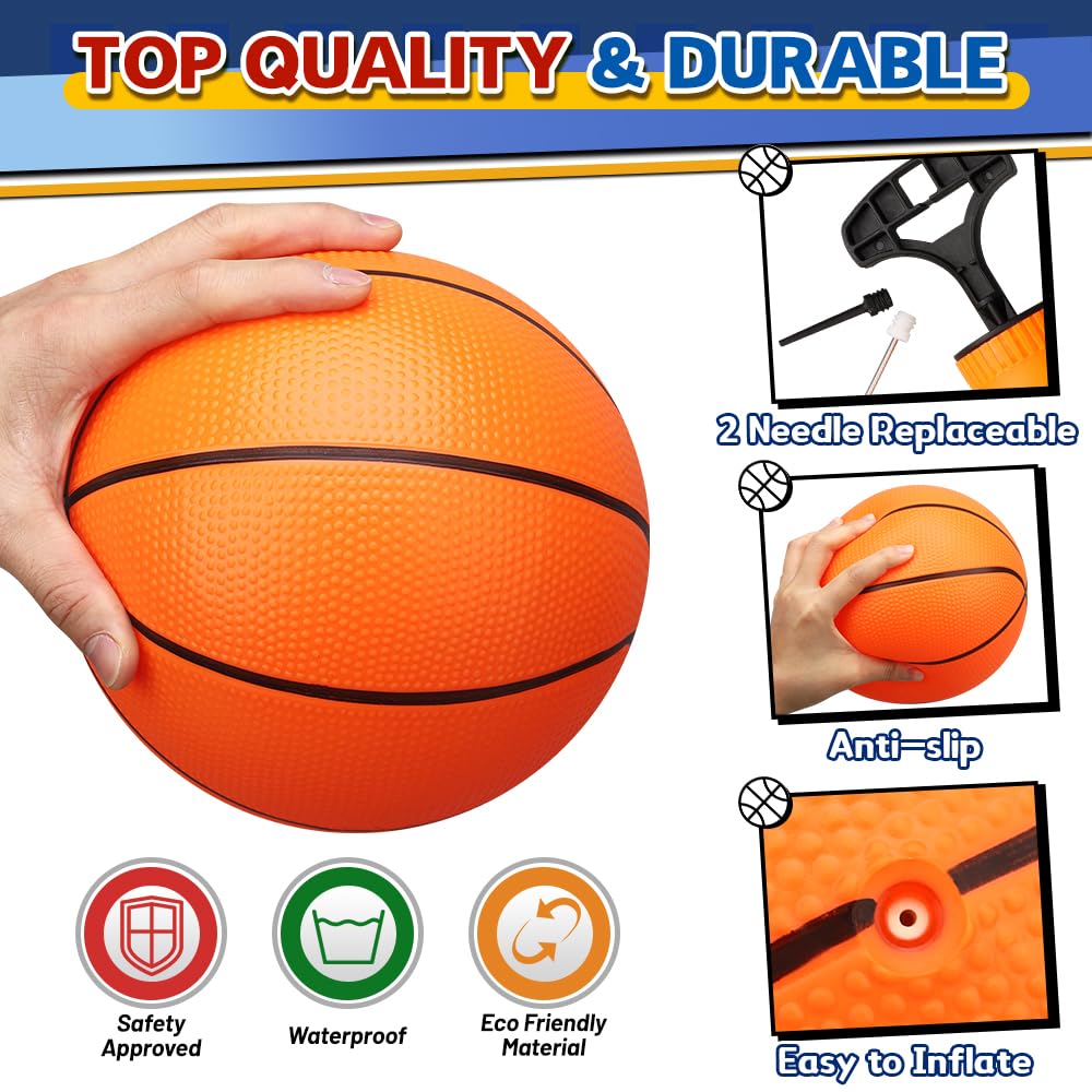 Picabika 9.8’’ Basketball Toys for Kids Adults Basketball Set including Pump for Mini Hoop Replacements balls for Beach Pool Indoors Outdoors Gifts for Teens Boys Girls for Training Games - Image 3