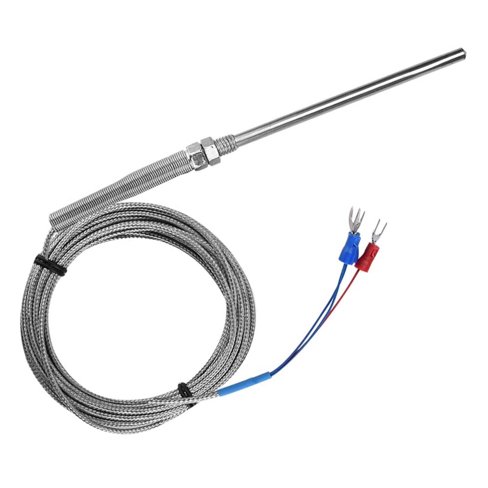 PT100 Temperature Sensor Platinum Resistor Thermocouple with M8 Thread - 100mm Probe Length and 3 Meter Wire Lead - 0 to 400 Degree Celsius Operating Range (5M)