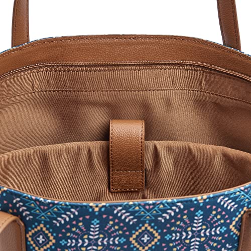 TEAL-BY-CHUMBAK-Womens-Office-Tote-Bag-Stylish-Tote-for-15-inch-Laptop-Professional-Printed-Canvas-Tote-Bag