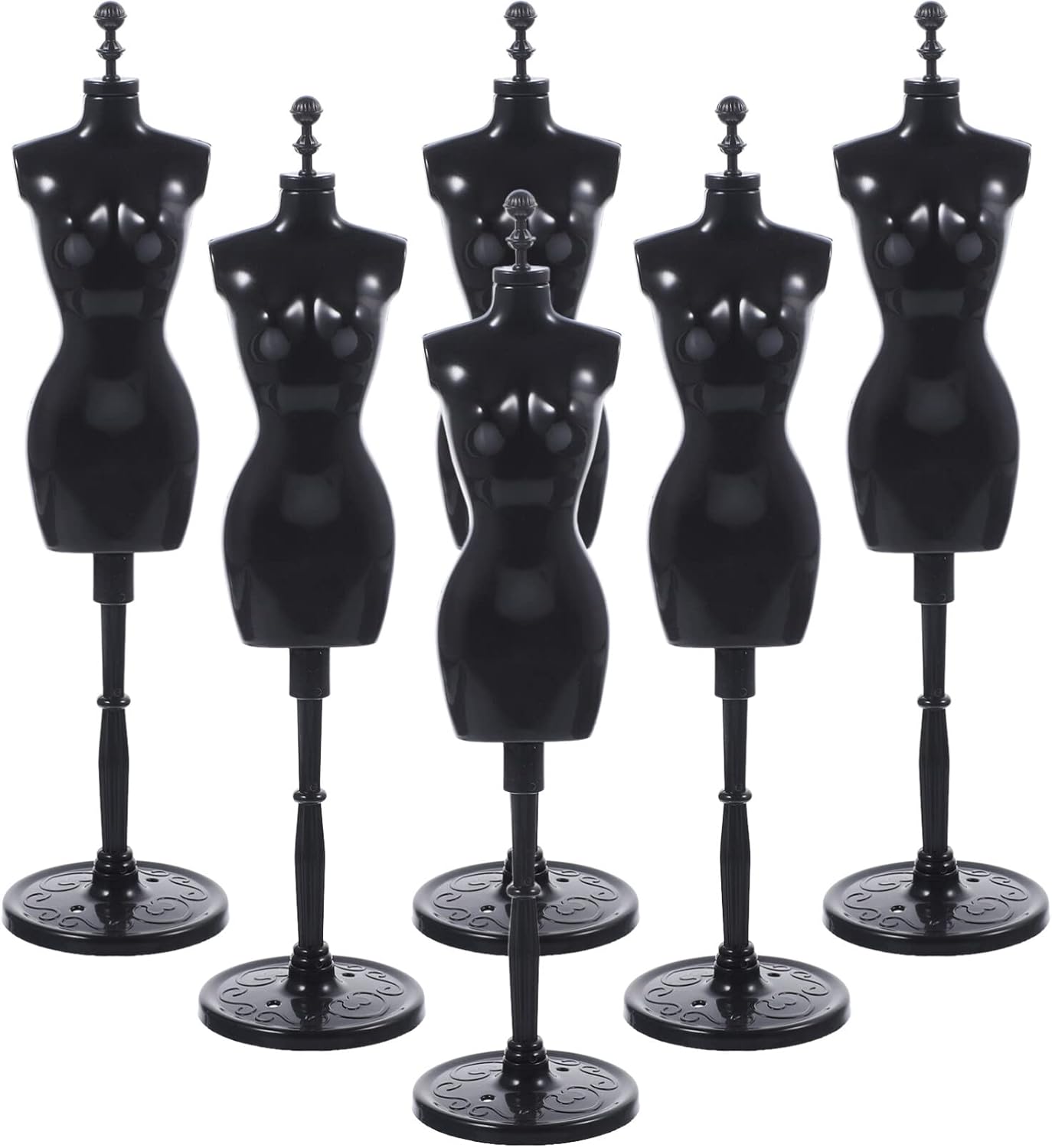 HOMSFOU Doll Cloth Form 6Pcs Doll Mannequin Dress from Plastic Mini Cloth Gown Display Support Holder Doll Dress Display Stand for Doll Clothes Dollhouse Decoration Black Doll Dress Stand