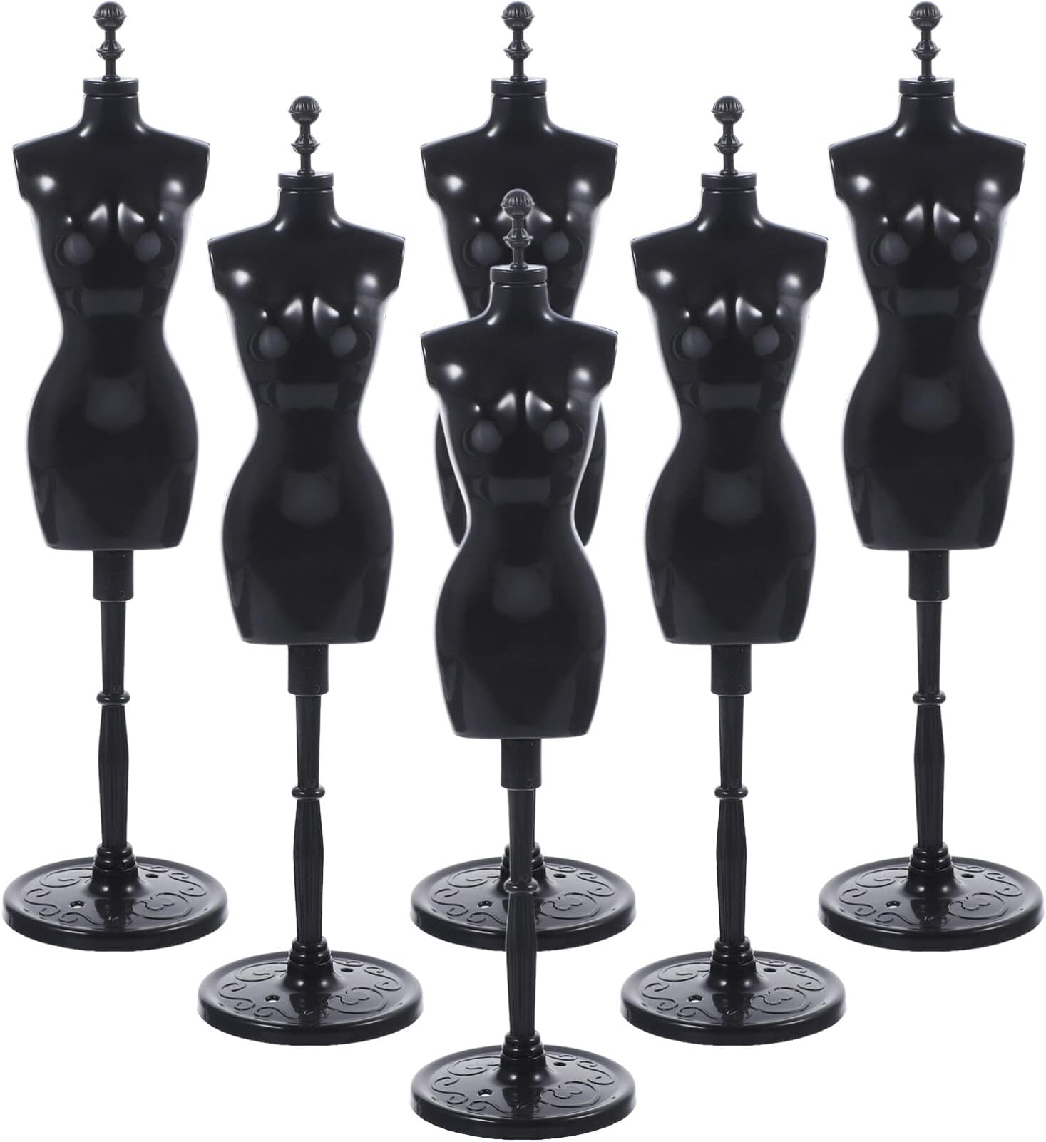 HOMSFOU Doll Cloth Form 6Pcs Doll Mannequin Dress from Plastic Mini Cloth Gown Display Support Holder Doll Dress Display Stand for Doll Clothes Dollhouse Decoration Black Doll Dress Stand
