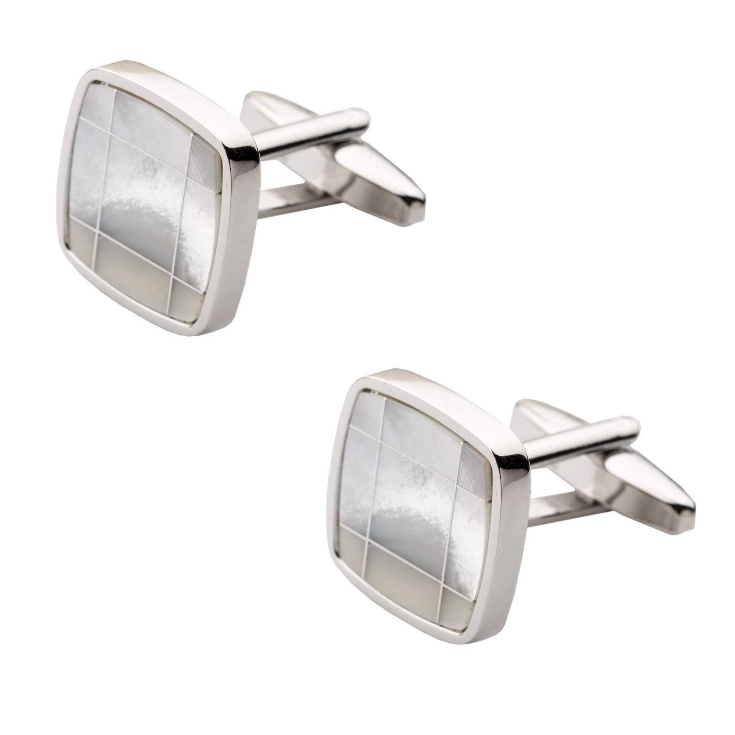 the tie hub MOP Square Checkered Cufflinks – Stylish Mother of Pearl, Premium Formal Wear-picture-11