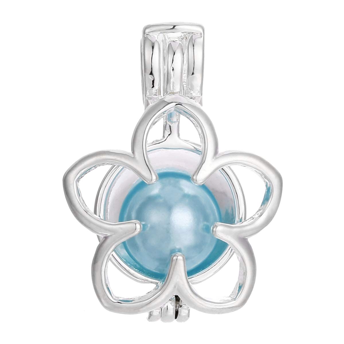 Vie jeune 10pcs Pearl Cage Bright Silver Beads Cage Locket Pendant Jewelry Making-For Oyster Pearls, Essential Oil Diffuser, Fun Gifts, Medium, Metal, No Gemstone