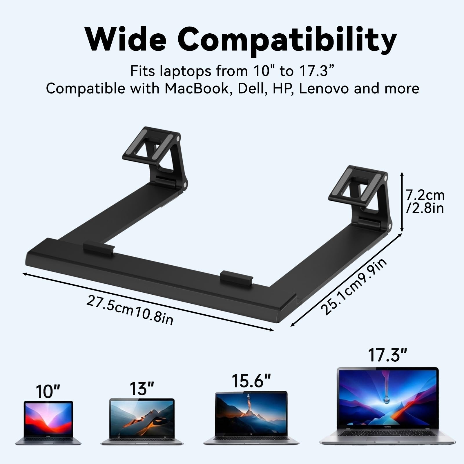 Supporto per laptop da scrivania in ABS+metallo portatile per computer Riser Supporto per notebook Supporto per stampante Accessori da scrivania per ufficio Compatibile con MacBook Air, Pro