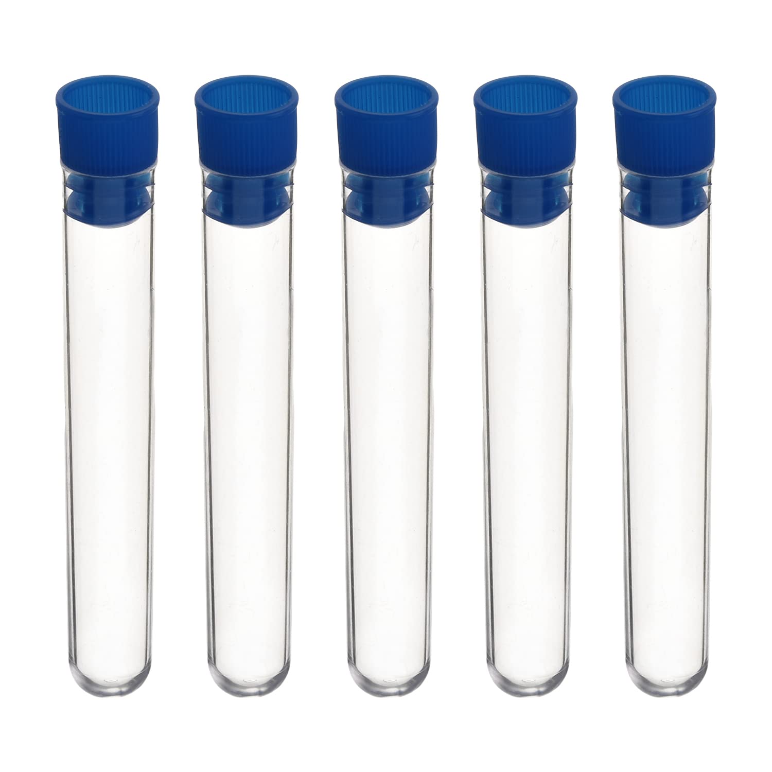 25 provette di plastica con tappi a pressione (100 mm x 16 mm