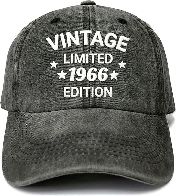 RUQVKWLA 40th Birthday Gifts for Men Vintage Limited 1986 Edition Baseball Cap - 40th Birthday Retro Washed Cotton Hat - Gifts for Father Husband Golf Fishing Outdoor Leisure (black-1966)