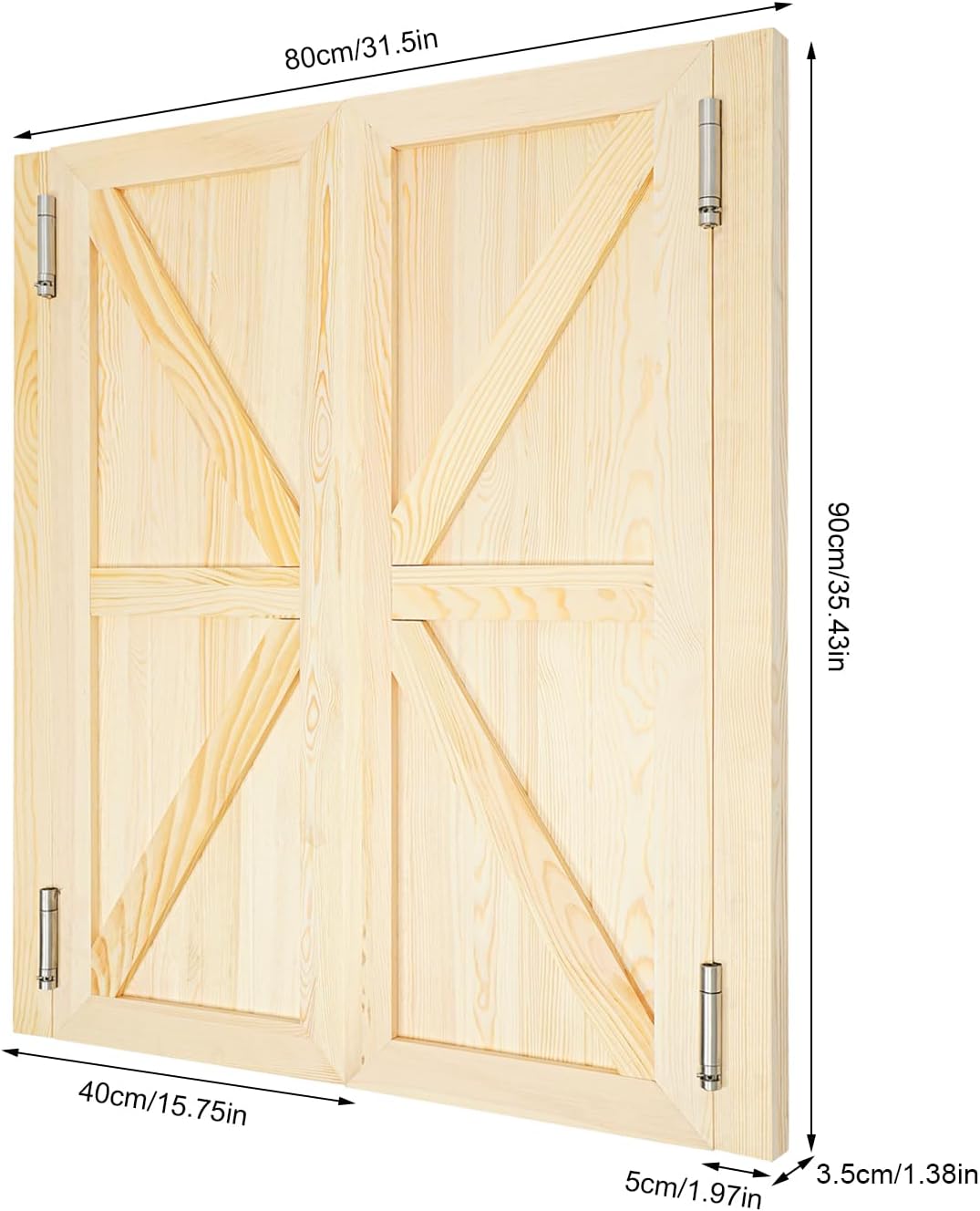 Swinging Cafe Door, Pine Wood Saloon Door Includes Hinges, 35.43 * 31.5in Half Doors for Kitchen Shop Entrance Partition Pub (Log Color)