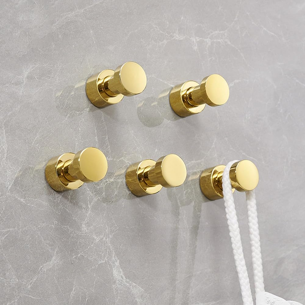 Ganchos para batas Percha para ropa de latón Decoración pequeña para el hogar Gancho para toallas a prueba de herrumbre Perchero para llaves Accesorios de baño, 5 piezas negro