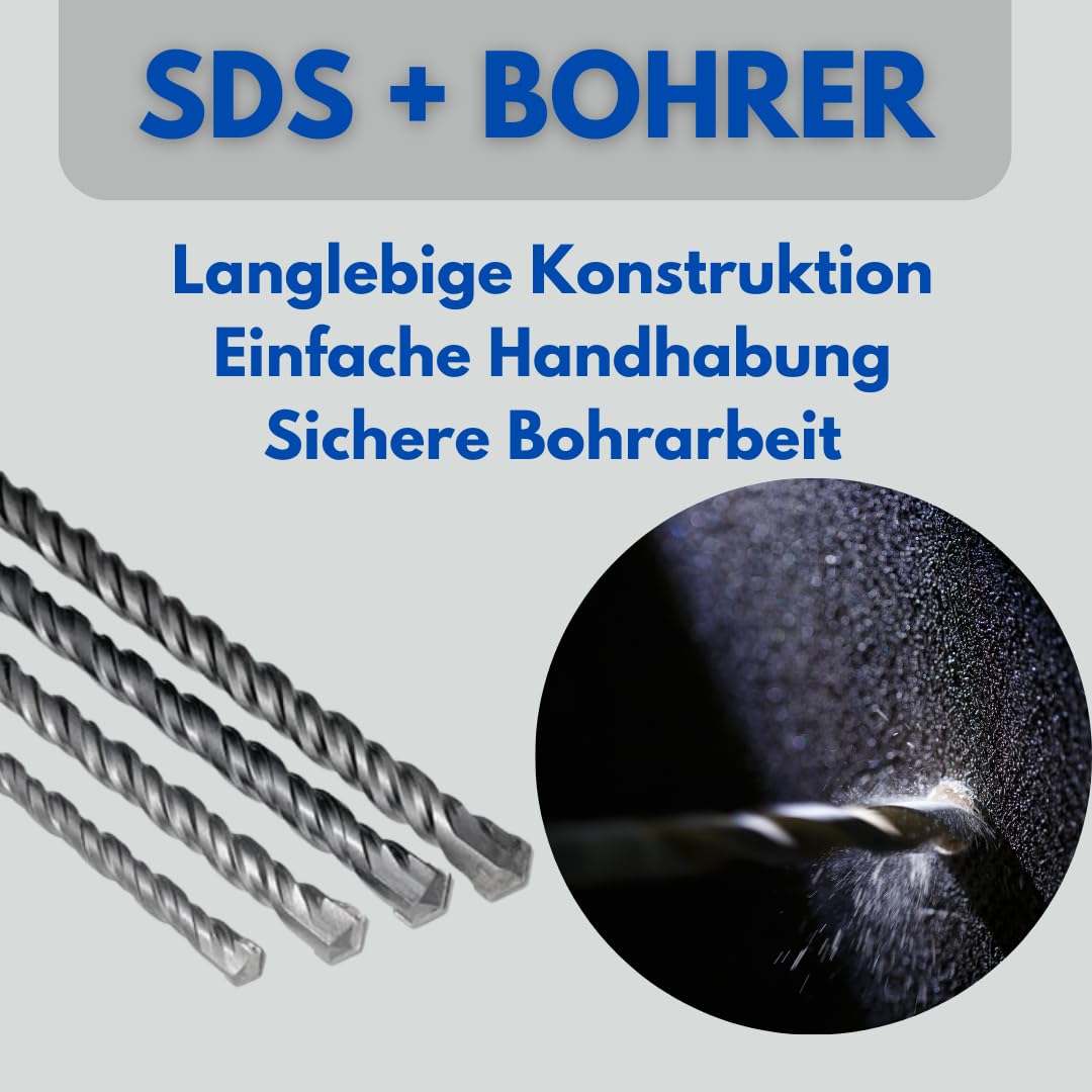 30x1000mm SDS+ Bohrer für Stein Beton und Mauerwerk, SDS PLUS, Betonbohrer, Steinbohrer mit Hartmetall, Schlagbohrer