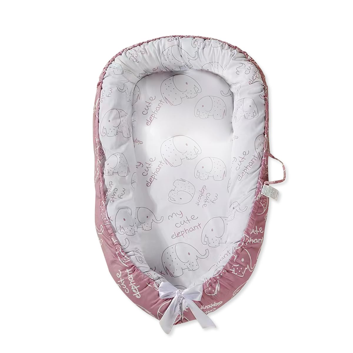 SONARIN Portable Reducteur de Lit Bébé,Nid Bébé Cocoon Nouveau-né Doux Respirant,Couffin de Voyage Nourrisson avec 100% Coton Housse Réversible Lavable,88 x 53 cm(Rose-Éléphant)