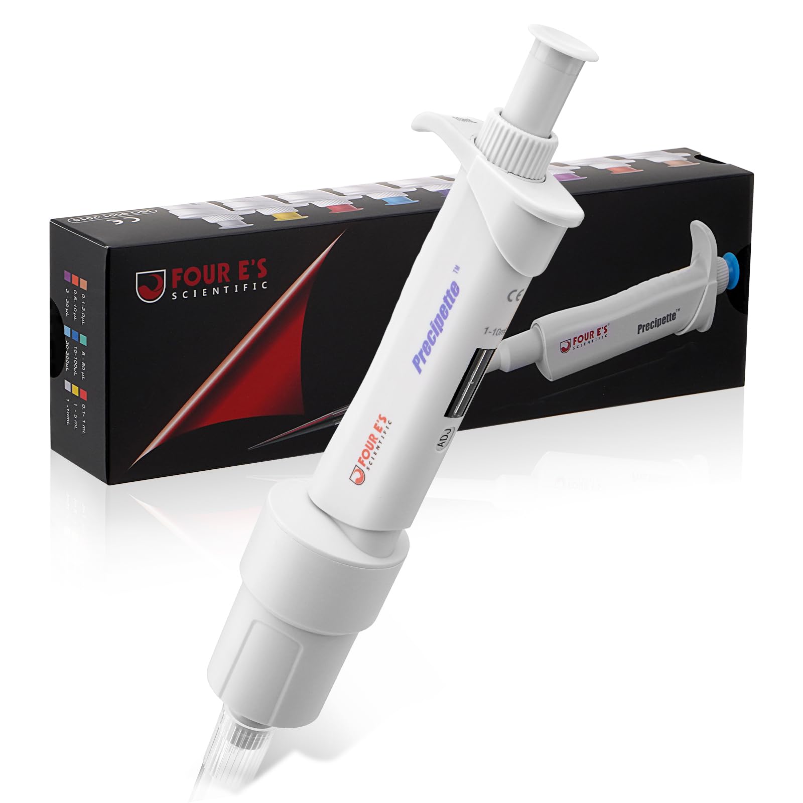 Lab 1-10mL Pipette: Single-Channel Adjustable Micropipette with Color-Coded Top (Grey), 4 Digit Display, Universal Tip Cone, High Accuracy, ISO 8655 Calibrated & Lower Portion Autoclavable