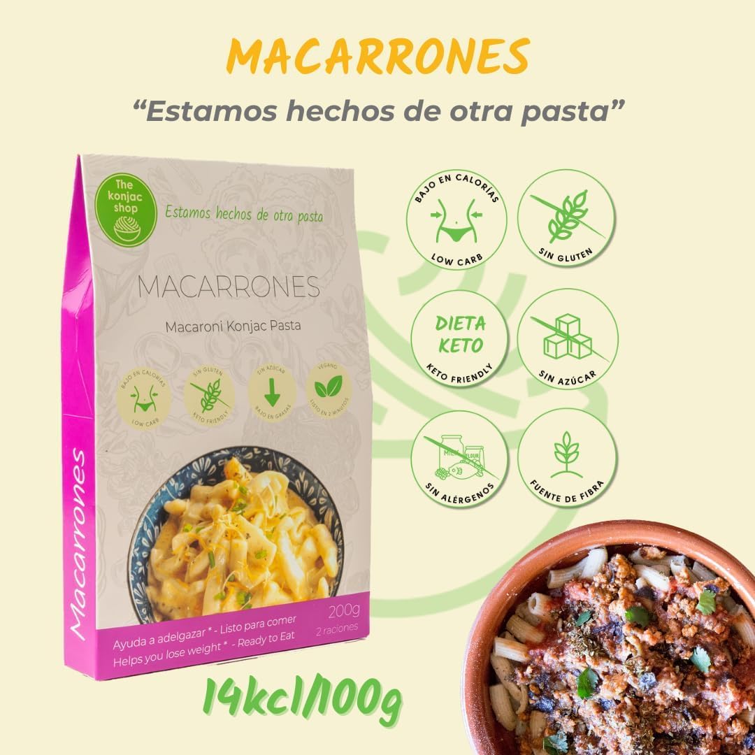 The Konjac Shop - Pack de 6x270g Pasta Shirataki Sin Gluten, Baja en Calorías y Carbohidratos Apta para Veganos, Keto, Low Carb