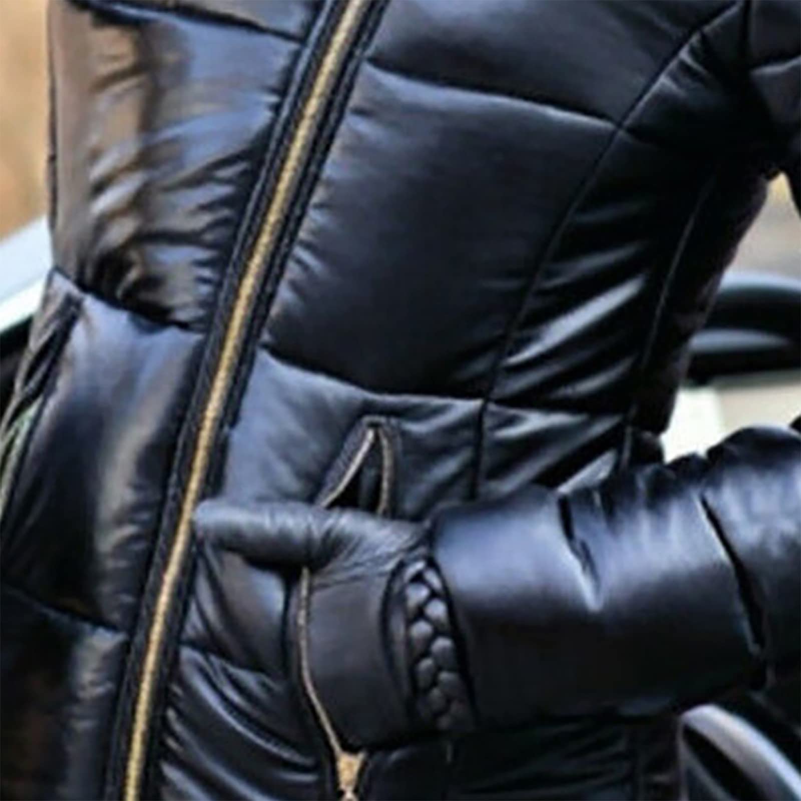 FUPODD Daunenjacke Damen Winter Kurz Glänzend Steppjacke Leicht Mit Kapuze Winterjacke Damen Warm Fellkapuze Puffer Jacke Reflektierend Steppmantel Reissverschluss Wintermantel Kurze Daunenmantel