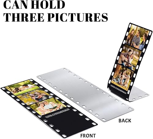 Miniatura 2 de Marco de fotos con tira de película personalizada, nombres y texto, rollo de cámara personalizado retro de aluminio, regalo de imagen con logotipo