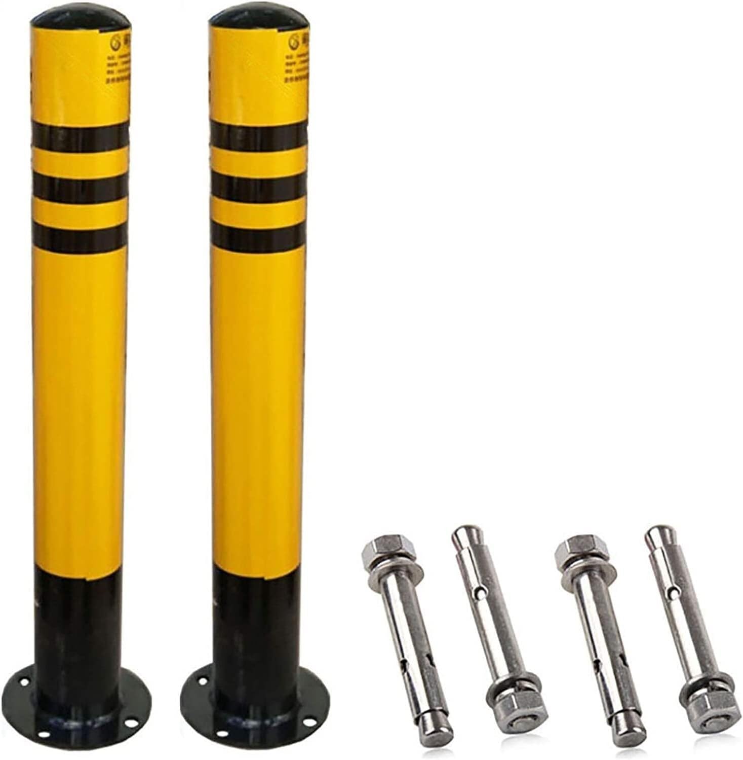 DUANHOZ Parking Bollard Fixed Car Park Bollards-2pcs, With Reflective Strip Security Posts For Parking Lot, Construction Lot for Parking Lot/Road Traffic/Construction Site(750mmx